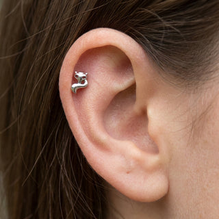 Titanium Labret Cat Internally Threaded – getragen