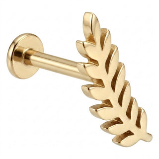 Titanium Labret Leaf Twig Internally Threaded