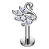 Titanium Labret Swan Marquise Zirconia Internally Threaded