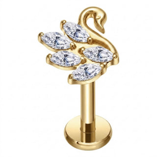 Titanium Labret Swan Marquise Zirconia Internally Threaded