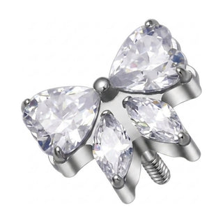 Titanium Top Butterfly With Clear Stones Internally Threaded