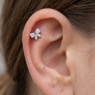 Titanium Labret Butterfly Heart Marquise Zirconia Internally Threaded – getragen