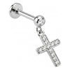 Titanium Labret Cross Dangle Zirconia Internally Threaded
