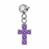 Titanium Top Dangling Cross With Stones Internally Threaded