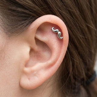 Titanium Labret Mustache Internally Threaded