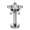 Titanium Labret Star Zirconia Internally Threaded