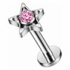 Titanium Labret Star Zirconia Internally Threaded