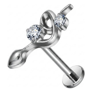 Titanium Labret Treble Clef Zirconia Internally Threaded