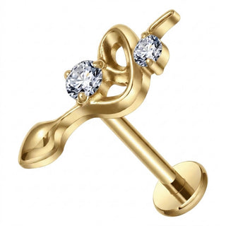 Titanium Labret Treble Clef Zirconia Internally Threaded