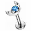Titanium Labret Crescent Moon Zirconia Internally Threaded