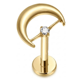 Titanium Labret Moon Zirconia Internally Threaded
