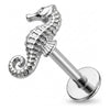 Titanium Labret Seahorse Internally Threaded