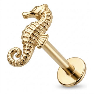 Titanium Labret Seahorse Internally Threaded