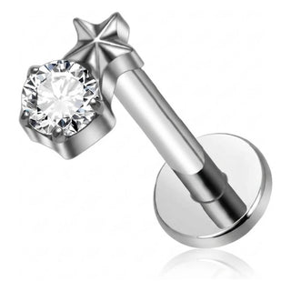 Titanium Labret Star Zirconia Internally Threaded