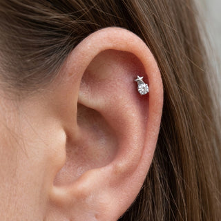 Titanium Labret Star Zirconia Internally Threaded – getragen