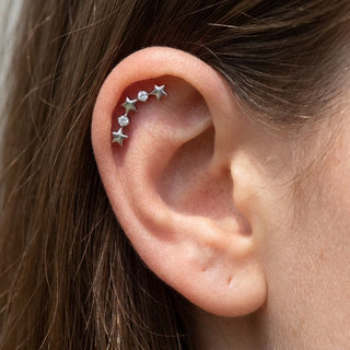 Titanium Labret Stars Zirconia Internally Threaded