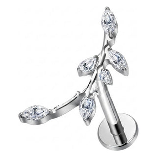 Titanium Labret Branch Marquise Zirconia Internally Threaded