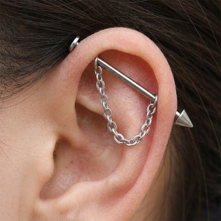 Titanium Labret Spike with Chain