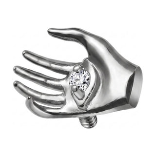 Titanium Top Open Hand With Clear Stone Internally Threaded