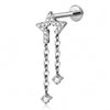 Titanium Labret Star Chains Zirconia Internally Threaded