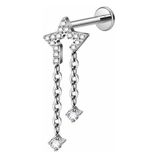 Titanium Labret Star Chains Zirconia Internally Threaded