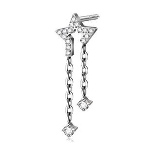 Titanium Top Star Outline With Double Chain Internally Threaded
