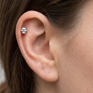 Titanium Labret Skull Internally Threaded – getragen