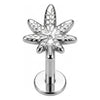 Titanium Labret Cannabis Leaf Internally Threaded