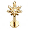 Titanium Labret Cannabis Leaf Internally Threaded