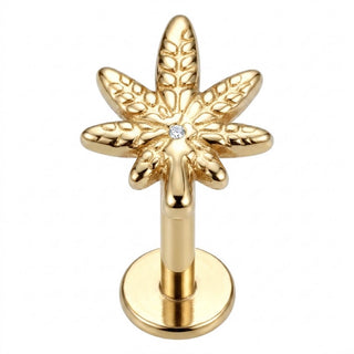 Titanium Labret Cannabis Leaf Internally Threaded