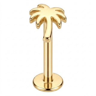 Titanium Labret Palm Tree Internally Threaded