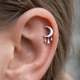 Titanium Labret Moon Tear Internally Threaded