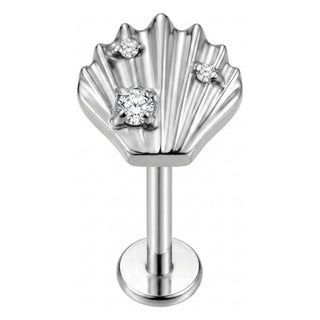 Titanium Labret Seashell Zirconias Internally Threaded