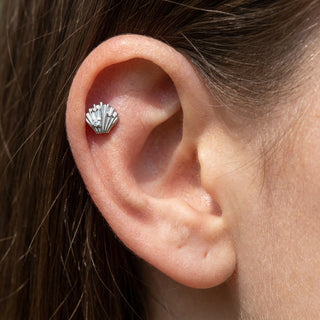 Titanium Labret Seashell Zirconias Internally Threaded – getragen