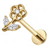 Titanium Labret Flower Leaf Marquise Zirconia Internally Threaded