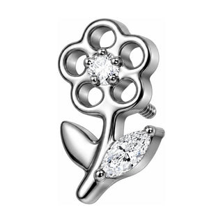 Titanium Top Cutout Flower With Leaves Internally Threaded