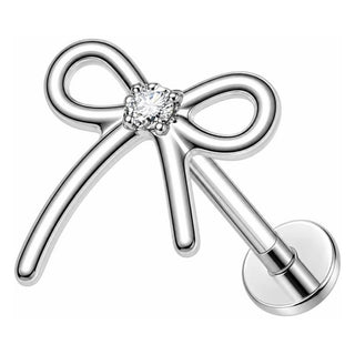 Titanium Labret Bow Zirconia Internally Threaded