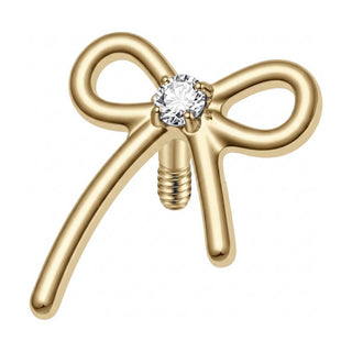 Titanium Top Ribbon Bow With Stone Internally Threaded