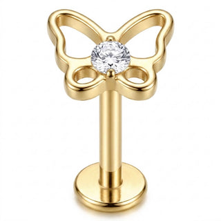 Titanium Labret Butterfly Zirconia Internally Threaded