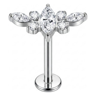 Titanium Labret Marquise Zirconia Cluster Internally Threaded