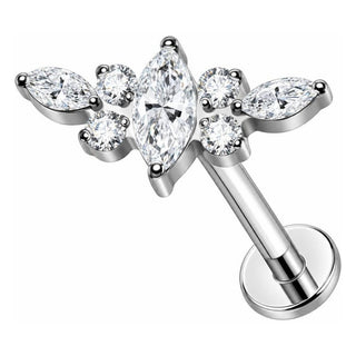 Titanium Labret Marquise Zirconia Cluster Internally Threaded