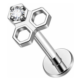 Titanium Labret Honeycomb Zirconia Internally Threaded