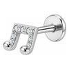 Titanium Labret Music Note Zirconia Internally Threaded