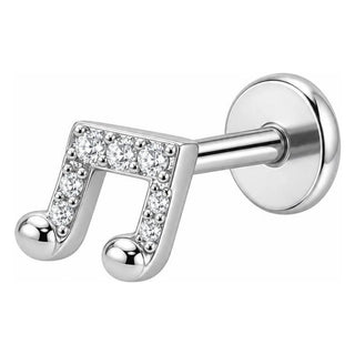 Titanium Labret Music Note Zirconia Internally Threaded