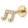 Titanium Labret Music Note Zirconia Internally Threaded