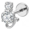 Titanium Labret Double Zirconia Circle Internally Threaded
