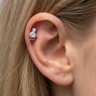 Titanium Top Cat Silhouette With Stones Internally Threaded – getragen