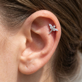 Titanium Top Dragonfly With Clear Stones Internally Threaded – getragen