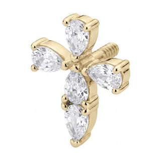 Titanium Top Pear Stone Cross Internally Threaded