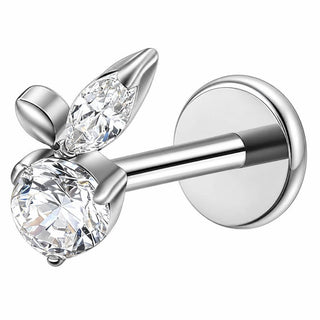 Titanium Labret Marquise Leaf Zirconia Internally Threaded